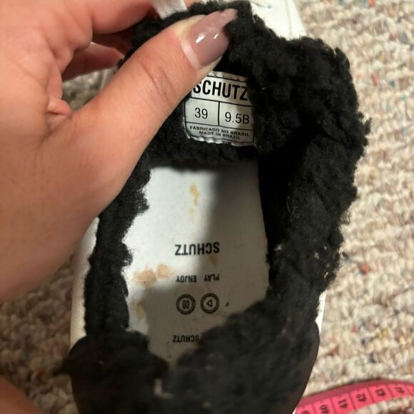 SCHUTZ Kristin Platform Sneaker White Leather Lace Up Black Low Top- Size 9.5 - Picture 12 of 12